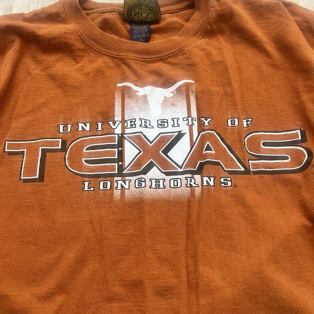 Vintage Texas Longhorns Spell Out T-Shirt Large Long Sleeve Burnt Orange NCAA - Picture 4 of 6